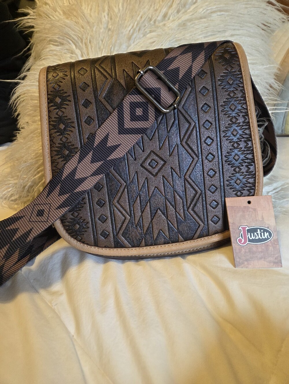 Justin Saddle Bag Crossbody Brown/Black NWT